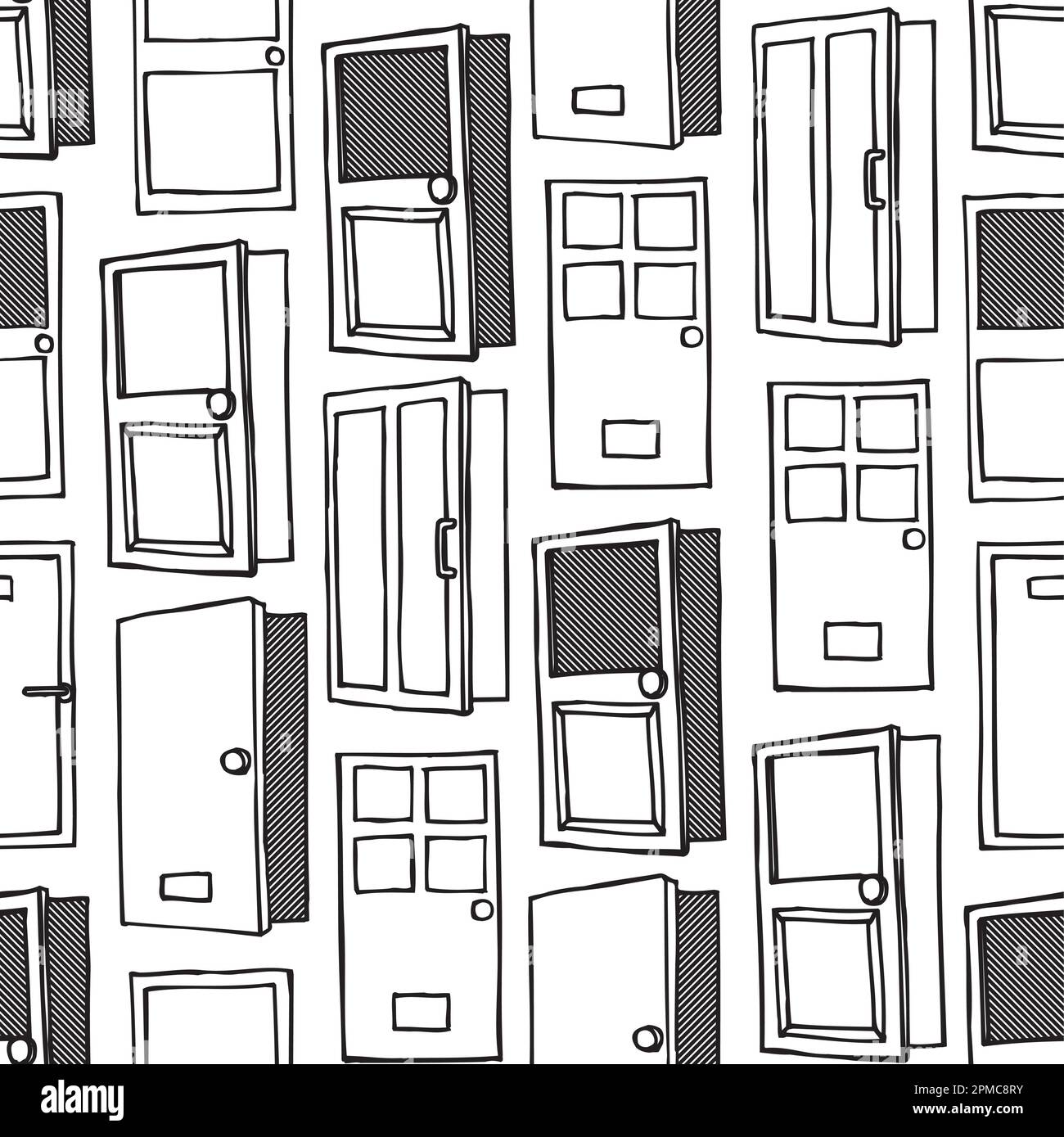 Porte sans couture motif vectoriel fenêtre papier peint arrière-plan isolé Illustration de Vecteur