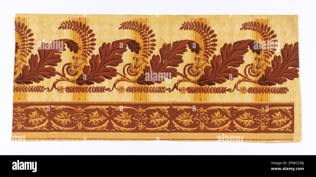 Bordure (France) ; papier imprimé en bloc, floqué ; 56,5 x 28 cm (22 1/4 x 11 po.) Banque D'Images