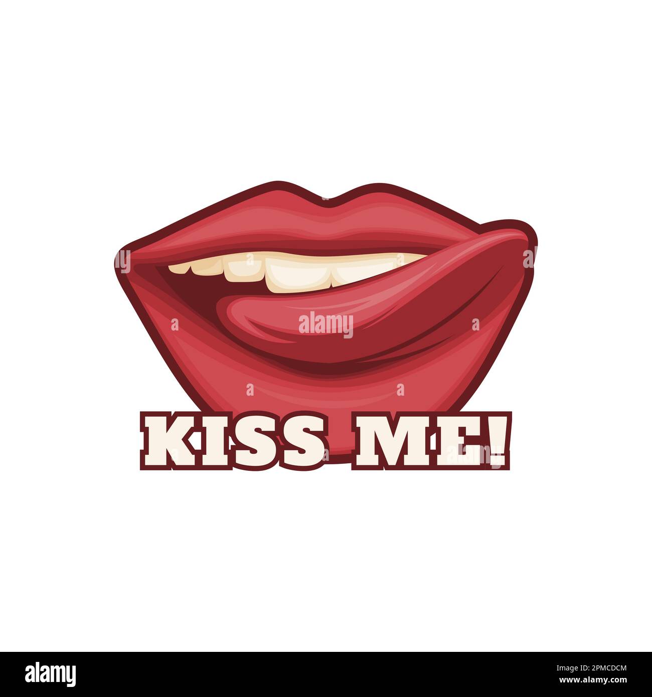 Kiss Me, Love Typographie Devis Design pour T-shirt, mug, affiche ou autre marchandise. Illustration de Vecteur