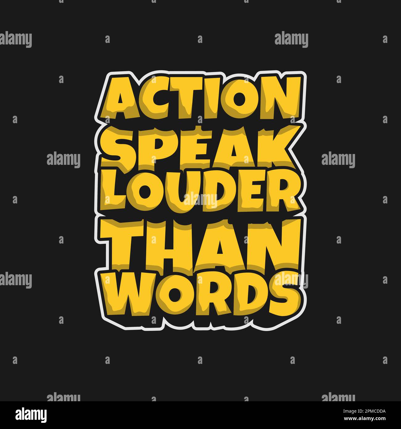 L'action parle plus fort que les mots, la typographie motivationnelle Quote Design for T-shirt, Mug, Poster ou autre marchandise. Illustration de Vecteur