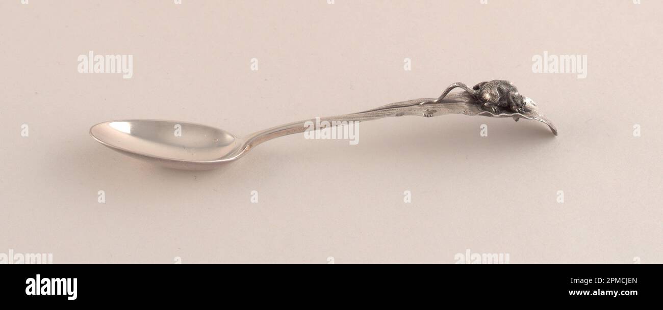 Demi-masse Spoon (France); fabriqué par Charles Victor Gibert (français); argent; L x l x P : 12,8 x 2,5 x 1,8 cm (5 1/16 x 1 x 11/16 po) Banque D'Images