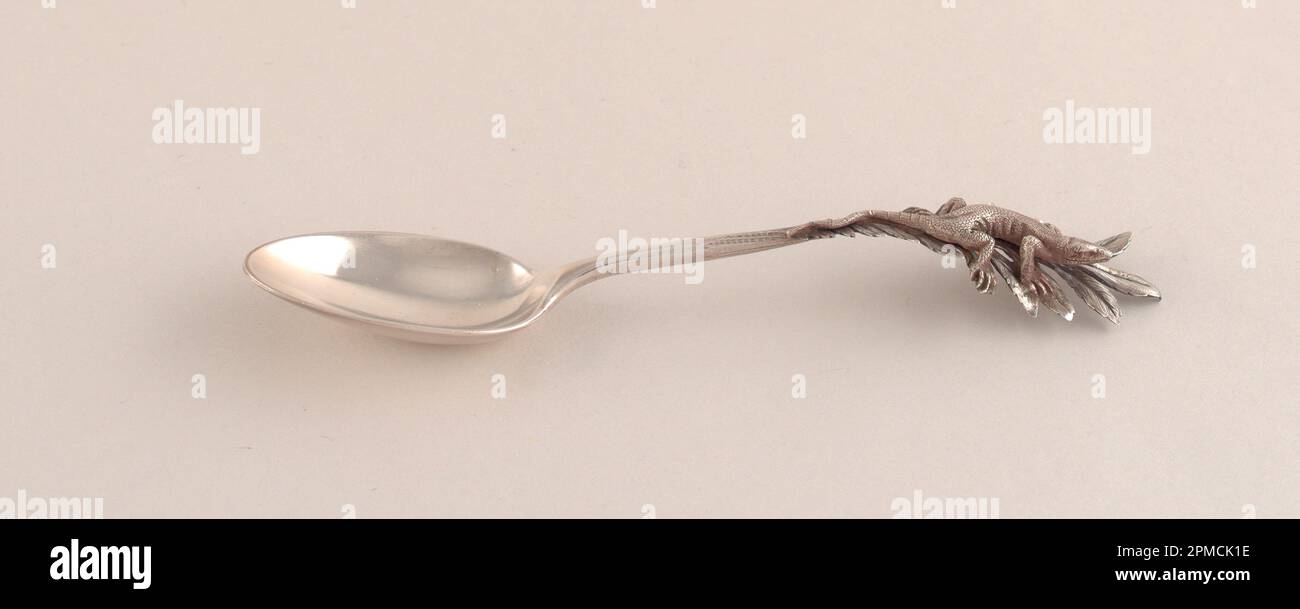 Demi-masse Spoon (France); fabriqué par Charles Victor Gibert (français); argent; L x l x P : 12,7 x 2,5 x 1,5 cm (5 x 1 x 9/16 po) Banque D'Images