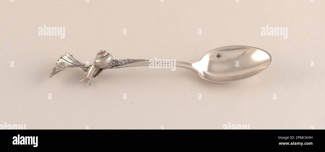 Demi-masse Spoon (France); fabriqué par Charles Victor Gibert (français); argent; L x l x P : 12,3 x 2,5 x 2,8 cm (4 13/16 x 1 x 1 1/8 po) Banque D'Images