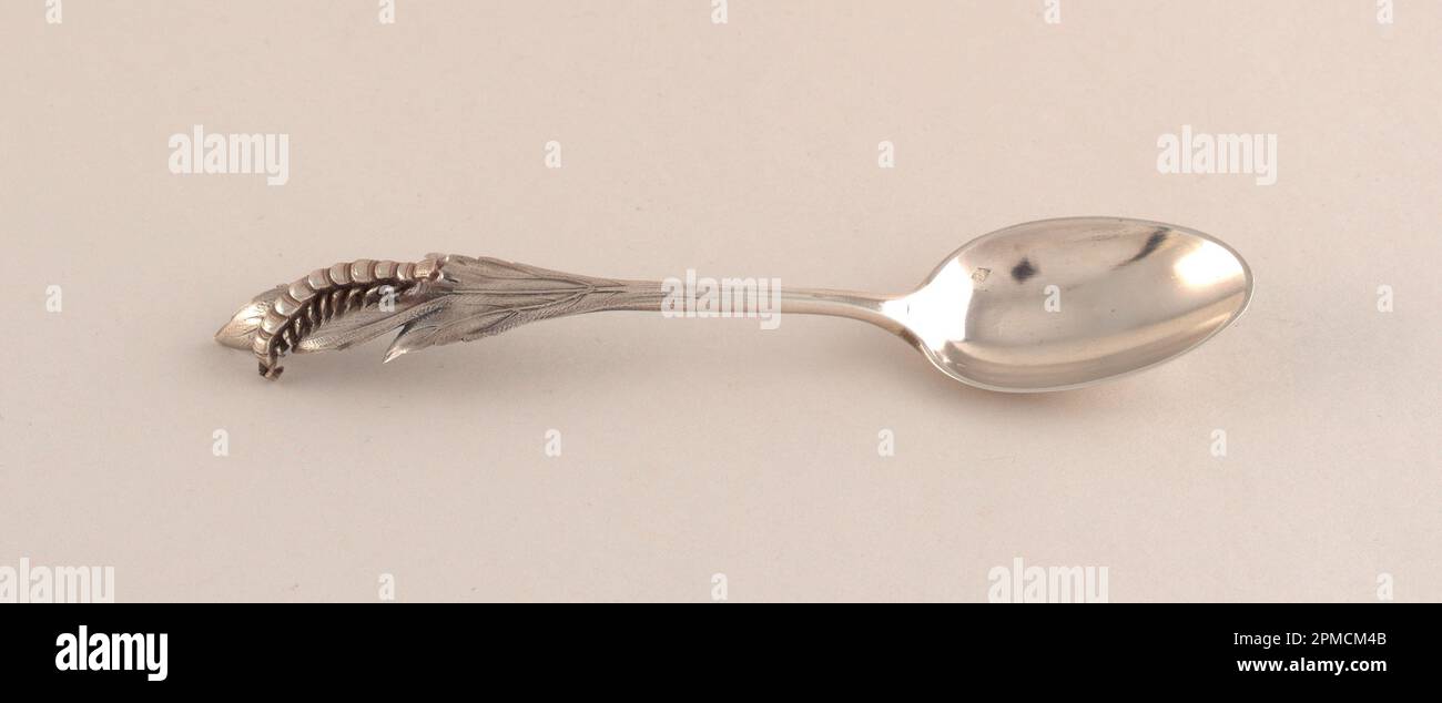Demi-masse Spoon (France); fabriqué par Charles Victor Gibert (français); argent; L x l x P : 12,9 x 2,6 x 1,5 cm (5 1/16 x 1 x 9/16 po) Banque D'Images