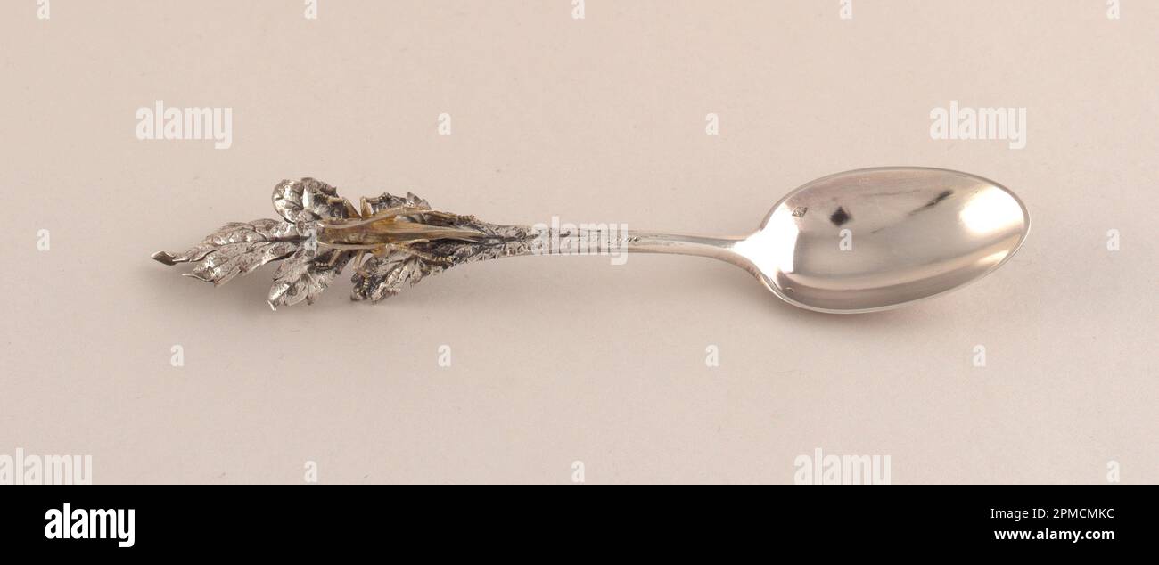 Demi-masse Spoon (France); fabriqué par Charles Victor Gibert (français); argent, doré; L x l x P : 13,5 x 2,7 x 1,8 cm (5 5/16 x 1 1/16 x 11/16 po) Banque D'Images