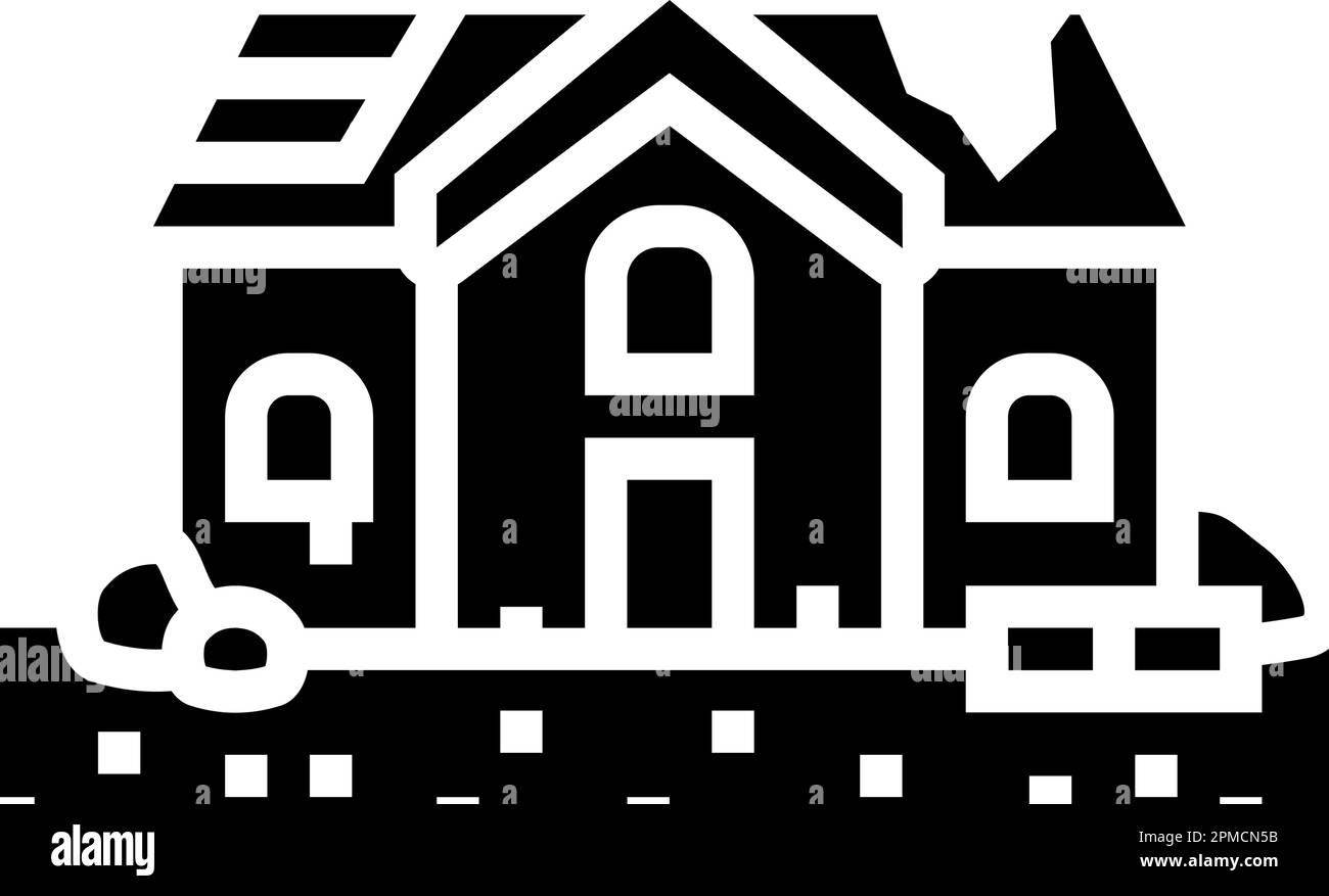 illustration vectorielle d'icône de glyphe de sinistre de maison cassée Illustration de Vecteur