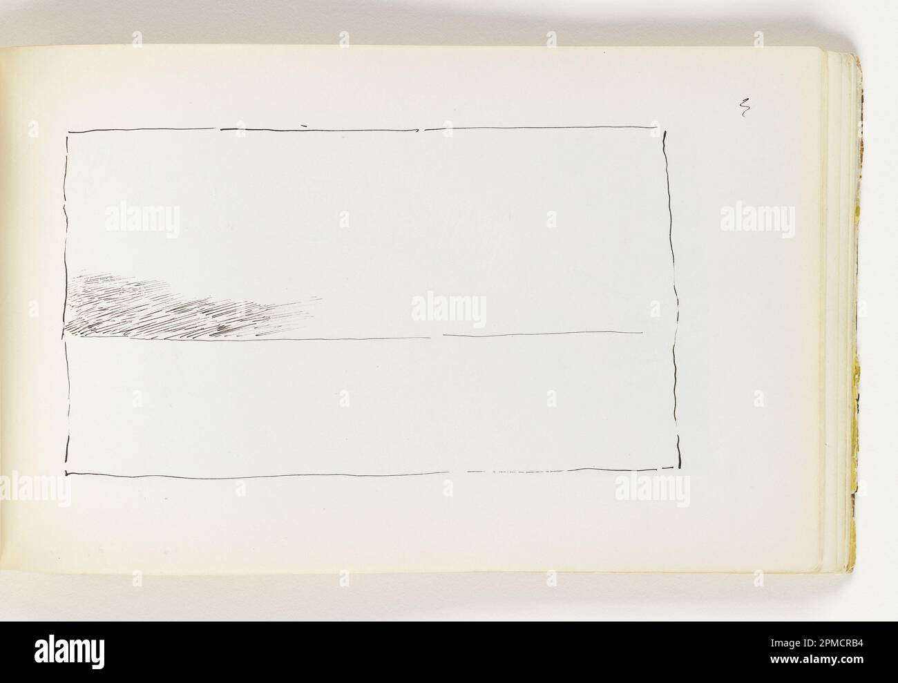 Carnet d'esquisses Folio, Sketch of Horizon for Seascape ; William Trost Richards (américain, 1833–1905) ; États-Unis ; stylo et encre noire sur papier vélin blanc cassé ; 8 x 14,4 cm (3 1/8 x 5 11/16 po) Feuille : 12,3 x 19,5 cm (4 13/16 x 7 11/16 po) Banque D'Images