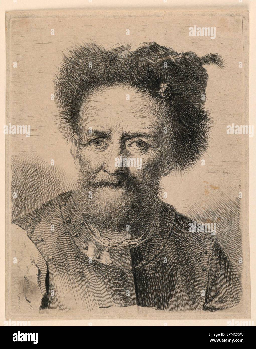 Imprimer, Old Warrior, env. 1750; Imprimeur: Georg Friedrich Schmidt (école française, 1712 - 1775); Allemagne; gravure sur papier; plaque: 19 × 15 cm (7 1/2 × 5 7/8 po) Papier : 19,5 × 15,6 cm (7 11/16 × 6 1/8 po); legs de George Campbell Cooper; 1896-3-233 Banque D'Images