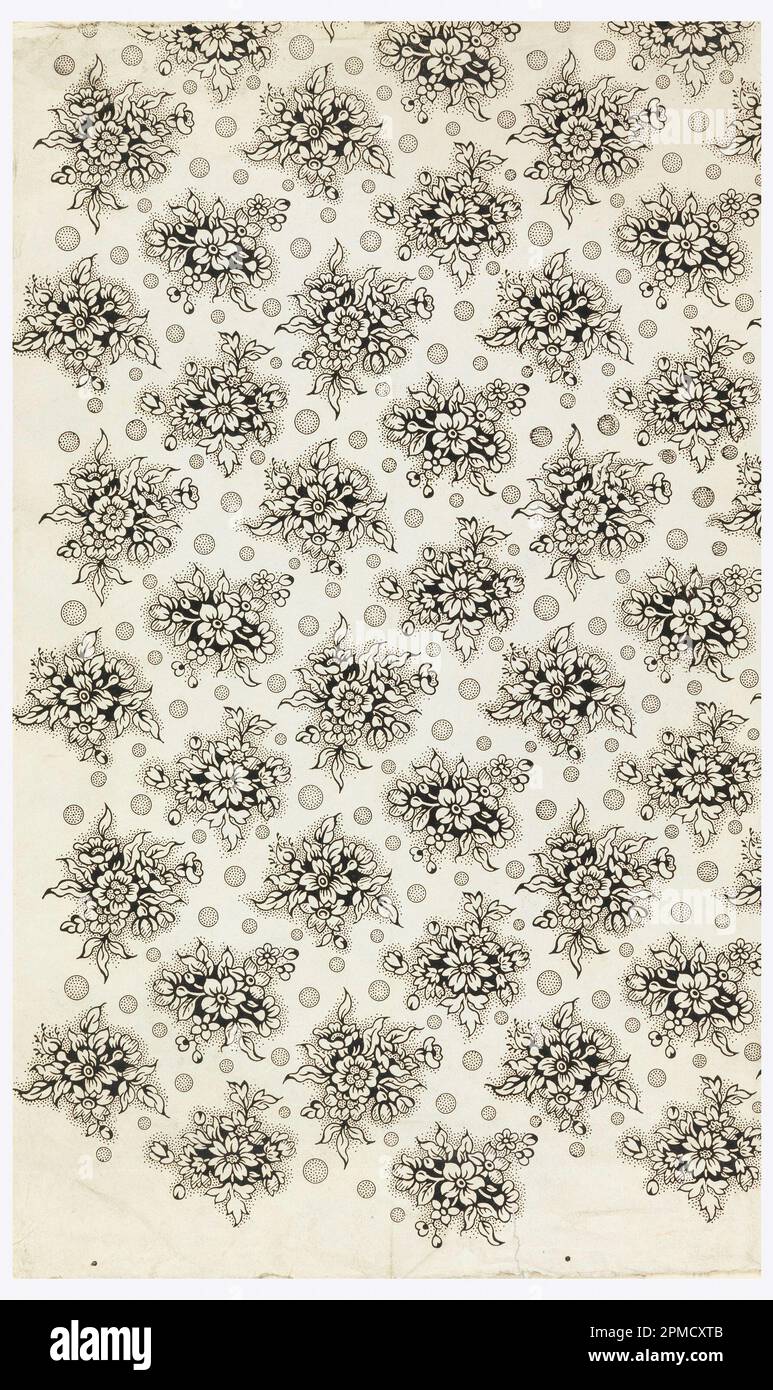 Imprimé, motif floral pour le papier de couverture; France; imprimé sur papier; 35,4 x 22,6 cm (13 15/16 x 8 7/8 po.), irrégulier Banque D'Images