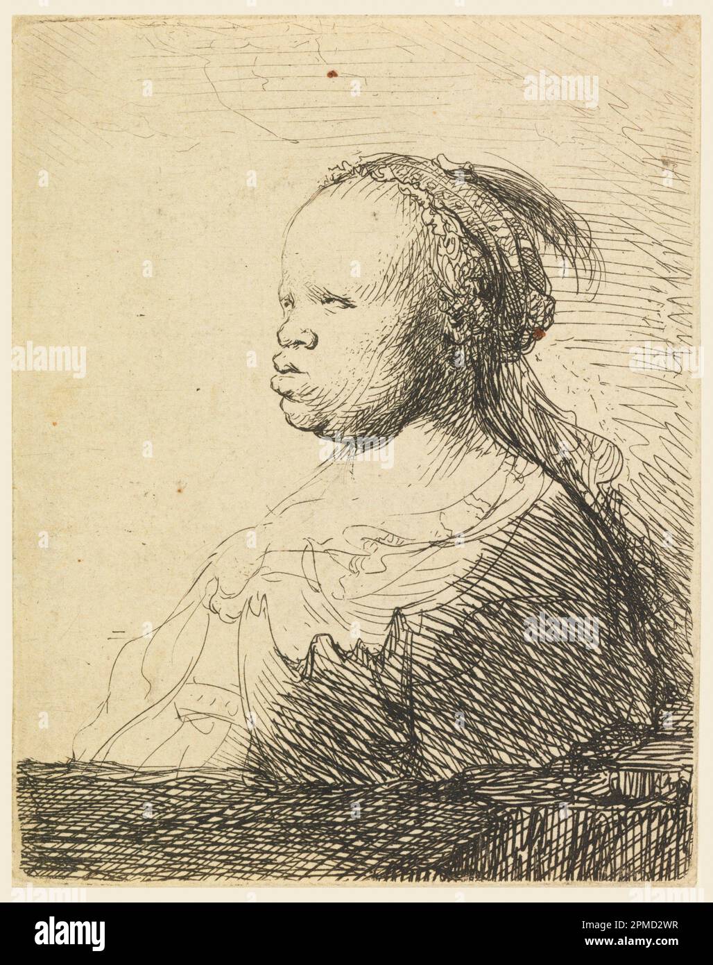 Imprimé, « The White Negress »; Rembrandt Harmensz van Rijn (néerlandais, 1606–1669); pays-Bas; gravure sur papier à poser; 10,8 x 8,8 cm (4 1/4 x 3 7/16 po); legs de George Campbell Cooper; 1896-3-185 Banque D'Images