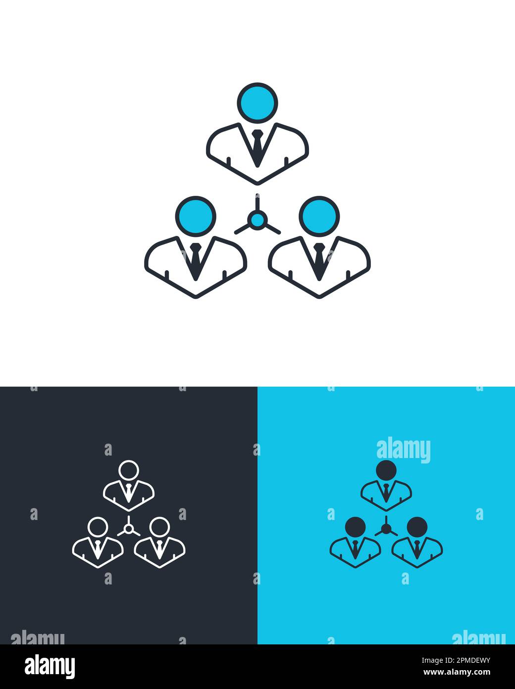 Graphique de gestion de l'entreprise ou symbole de travail d'équipe. Concept d'organisation hiérarchique. Icône de vecteur d'entreprise sur trois arrière-plans différents. Illustration de Vecteur