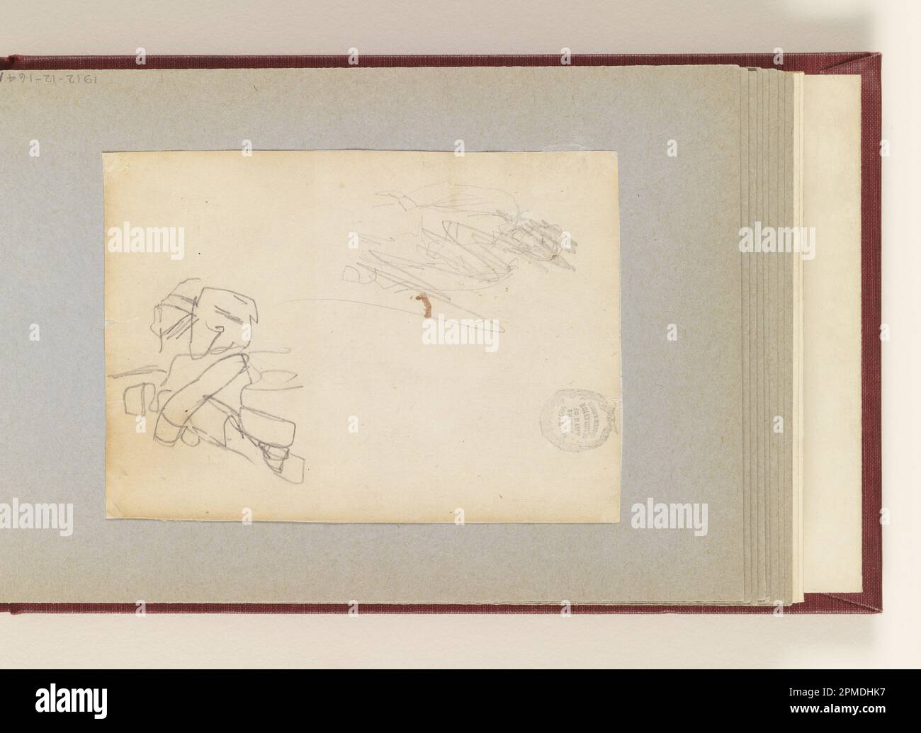 Dessin, soldat avec Pack ; Winslow Homer (américain, 1836–1910) ; États-Unis ; graphite sur papier vélin, cousu; 12,3 x 8,9 cm (4 13/16 x 3 1/2 po) Banque D'Images