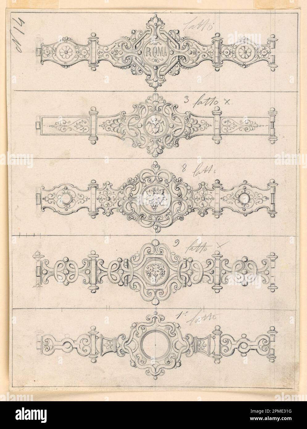 Dessin, dessins pour un bracelet; attribué à Salvatori (italien, actif 19th siècle); Italie; soutien en graphite: Papier blanc cassé; tapis: 40,6 x 55,9 cm (16 x 22 po) Banque D'Images
