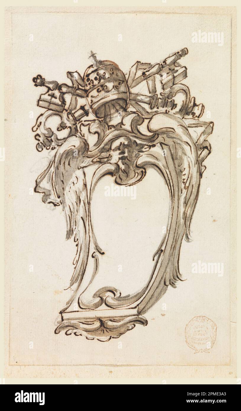 Dessin (Italie); peut-être par Carlo Marchionni (italien, 1702–1786), Filippo Marchionni (italien, 1732–1805); stylo et encre noire, pinceau et lavage gris sur papier; 18,3 x 11,7 cm (7 3/16 x 4 5/8 po.) Banque D'Images