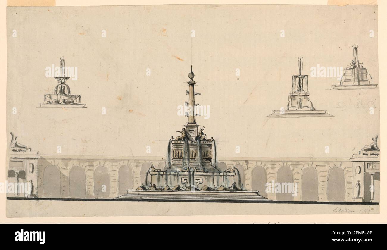 Dessin (Italie); architecte: Giuseppe Valadier (italien, 1762–1839); graphite, gris support de lavage: Papier couté; tapis: 55,9 x 40,6 cm (22 x 16 po) Banque D'Images