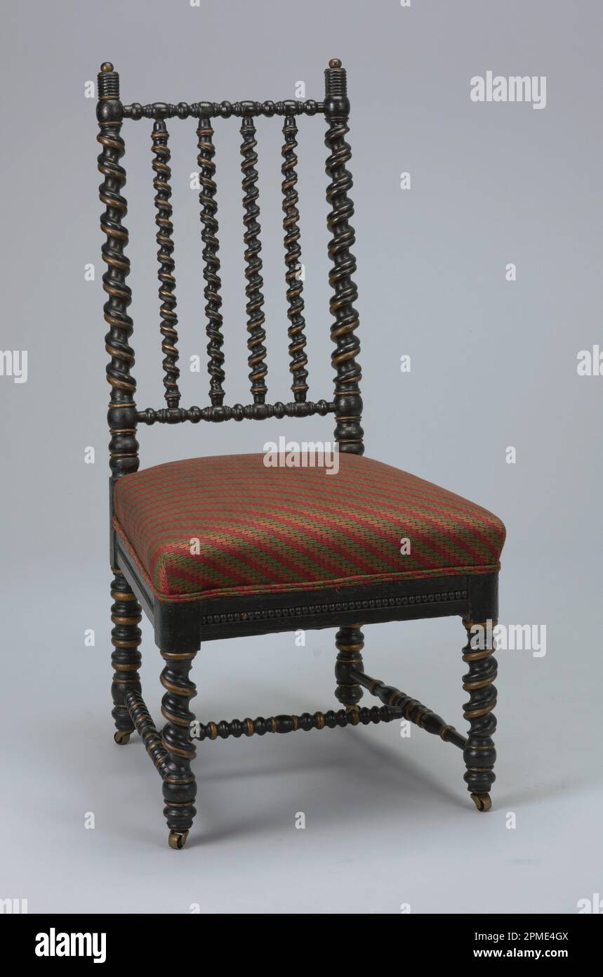 Chaise latérale (États-Unis) ; bois, tissu, métal ; 96 x 48 x 55 cm (37 13/16 x 18 7/8 x 21 5/8 po. ); 1978-8-1 Banque D'Images