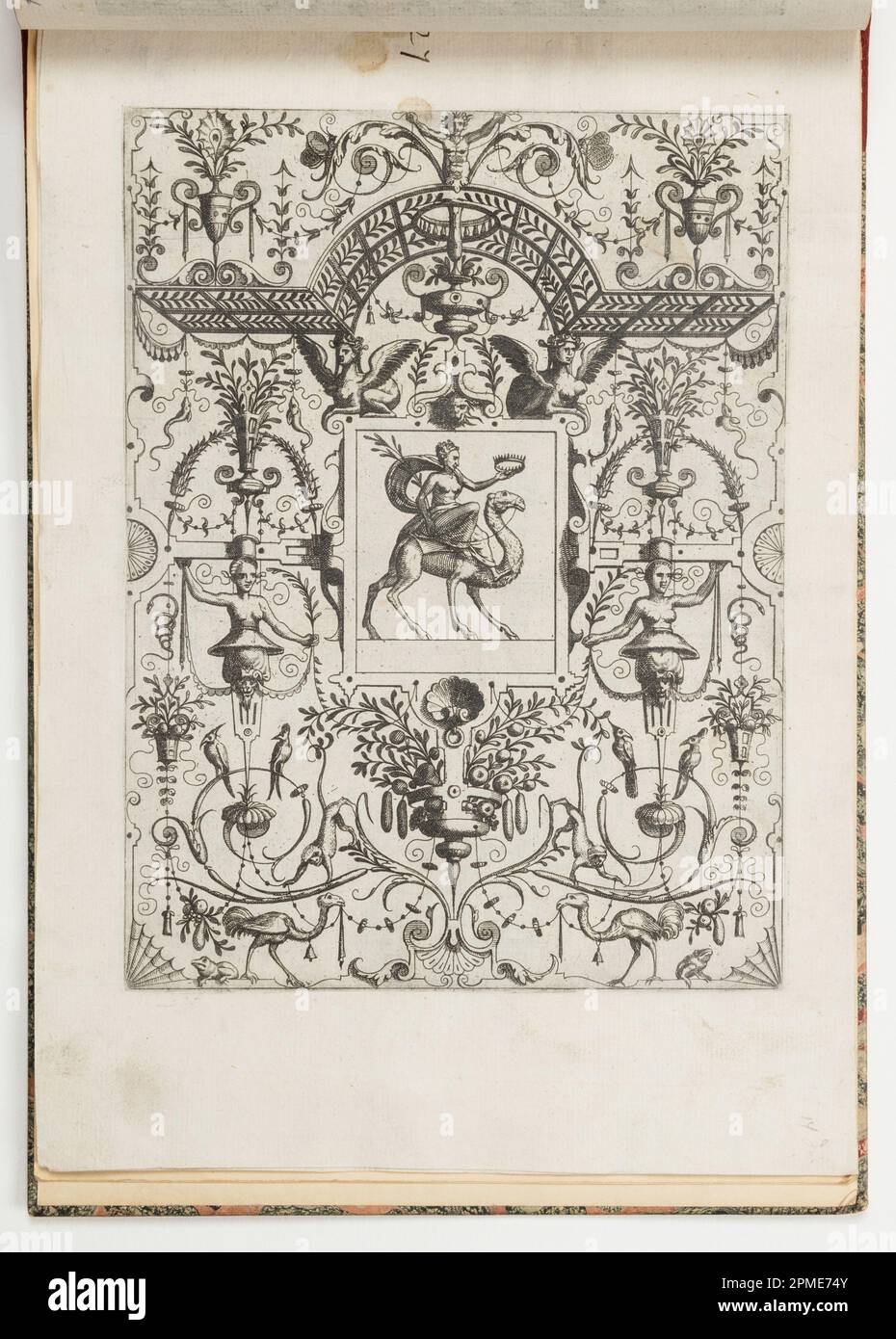 Imprimé, planche 27, de Grotteßco: In diverßche manieren; dessiné par Hans Vredeman de Vries (néerlandais, 1527 - ca. 1606); publié par Gerard de Jode (flamand, 1509 - 1591); gravé par Jan van Doetechum l'ancien (pays-Bas), Lucas van Doetechum (néerlandais, après 1584); France; gravure sur papier couché Banque D'Images