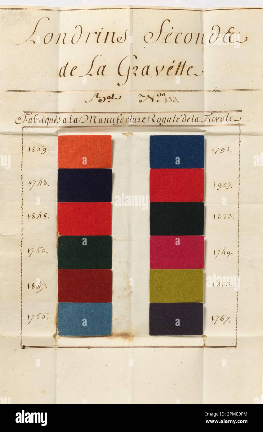 Livre échantillon (France); papier et laine; dossier : 47,3 cm x 32,2 cm ; acheté à la mémoire de l'Annah J. W. Lovering Howland; 1949-60-1 Banque D'Images