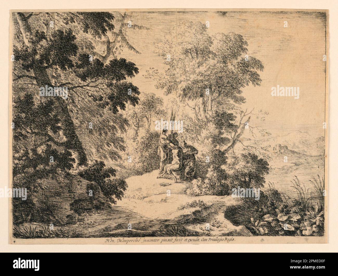 Imprimé, la châtiment des Marsyas; France; gravure sur papier; 17,1 × 26,1 cm (6 3/4 × 10 1/4 po); 1896-31-35 Banque D'Images