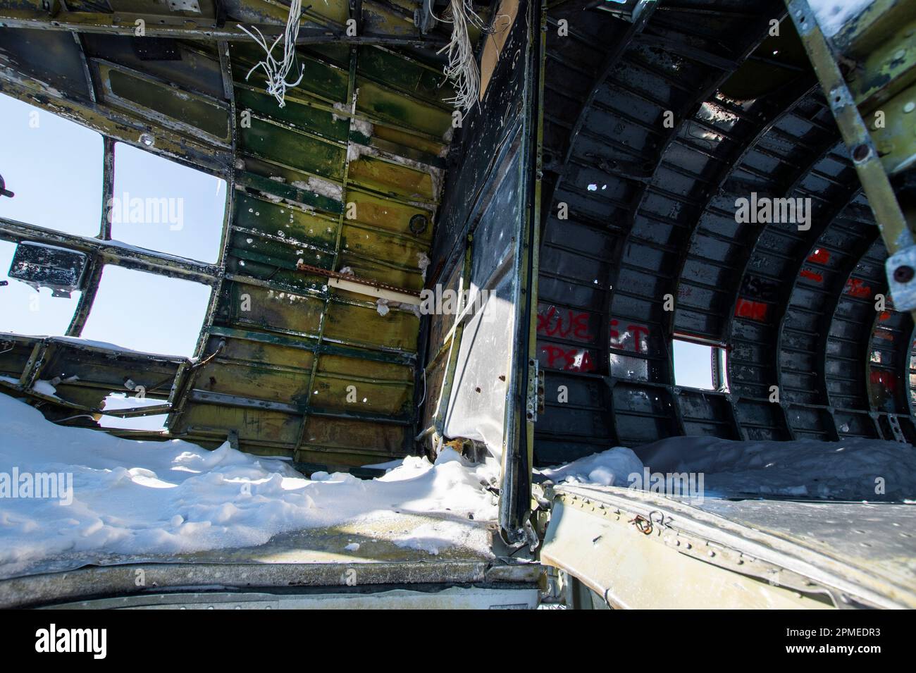 Le poste de pilotage de Miss Piggy Curtiss C-46 Commando s'est écrasé à Churchill, au Manitoba, au Canada Banque D'Images