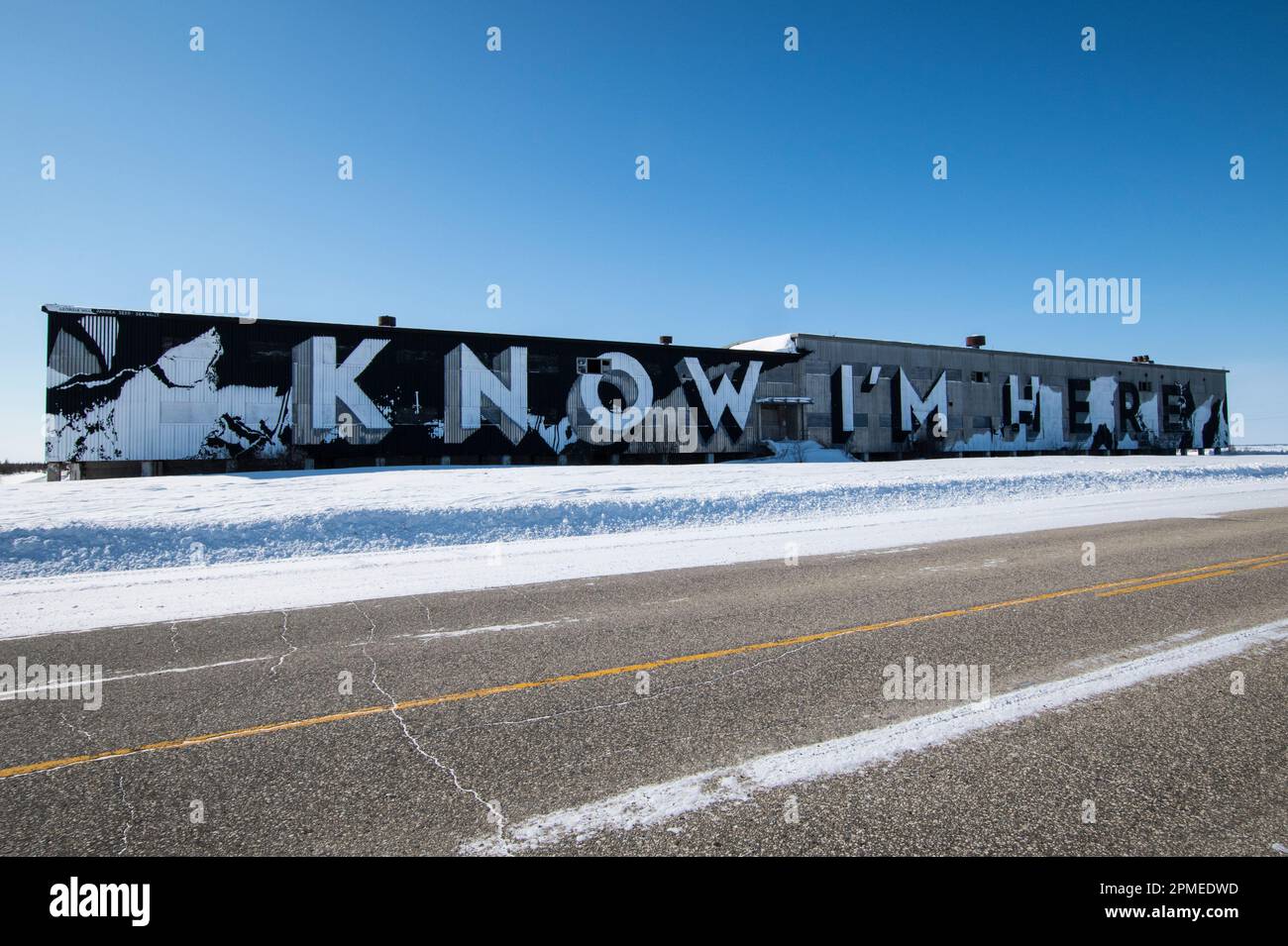 Je sais que je suis ici murale à Churchill, au Manitoba, au Canada Banque D'Images