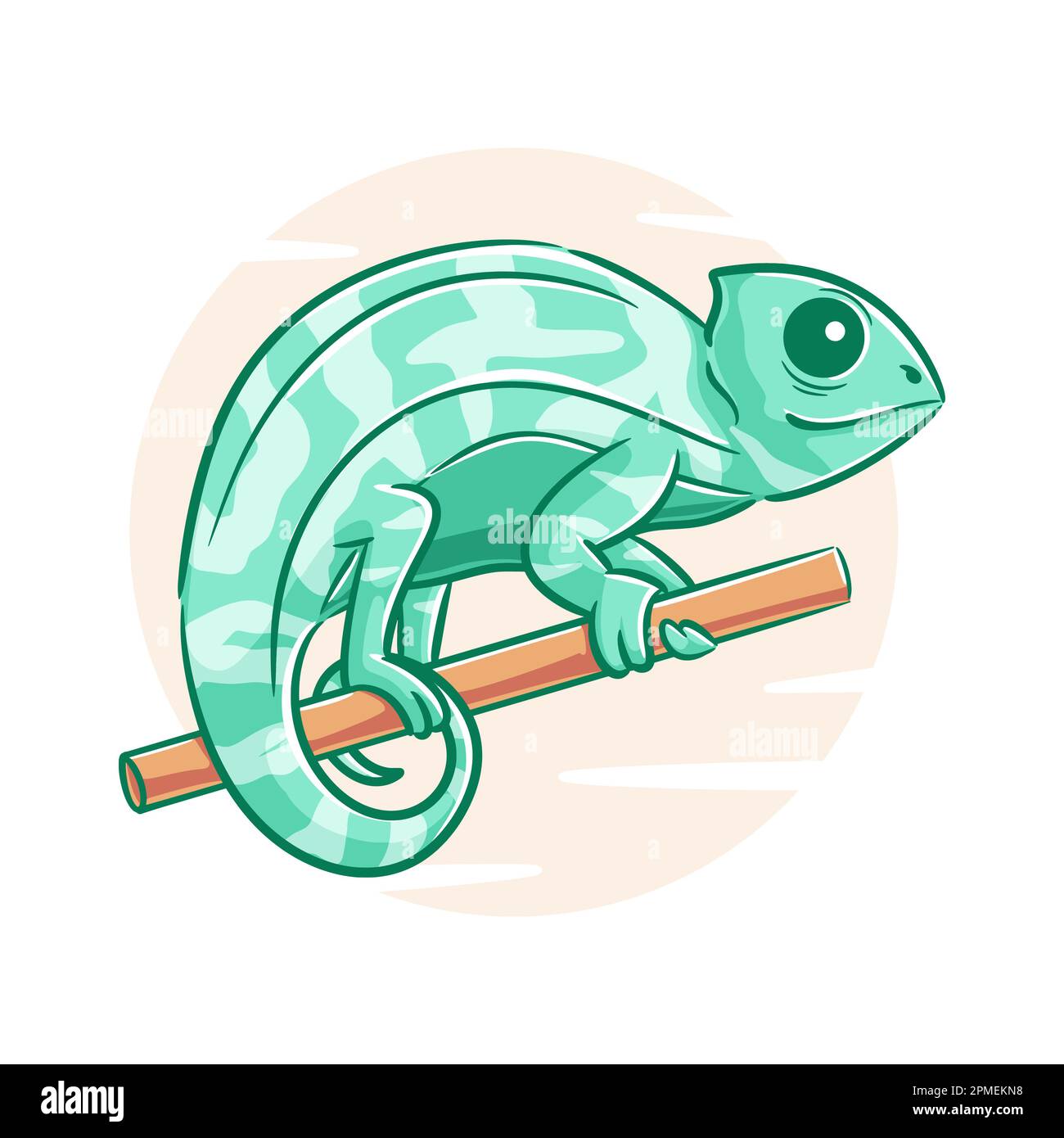 Vecteur caméléon dessiné à la main sur l'arbre Illustration de Vecteur