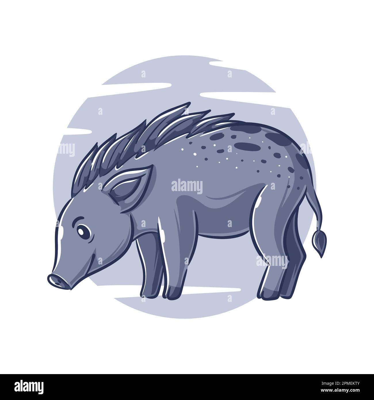 Personnage de dessin animé de porc dessiné à la main Illustration de Vecteur