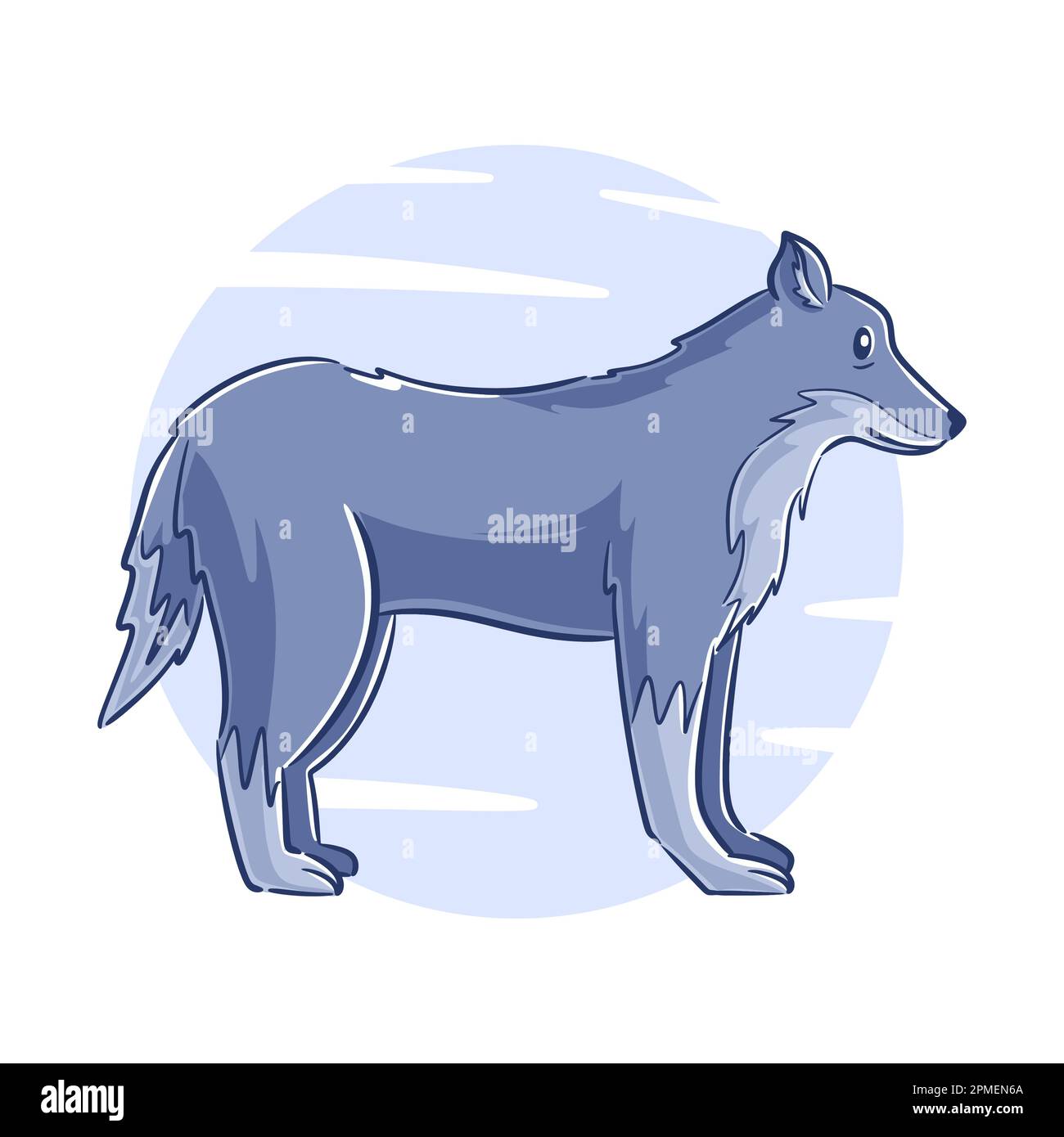 Personnage de dessin animé de loup dessiné à la main Illustration de Vecteur