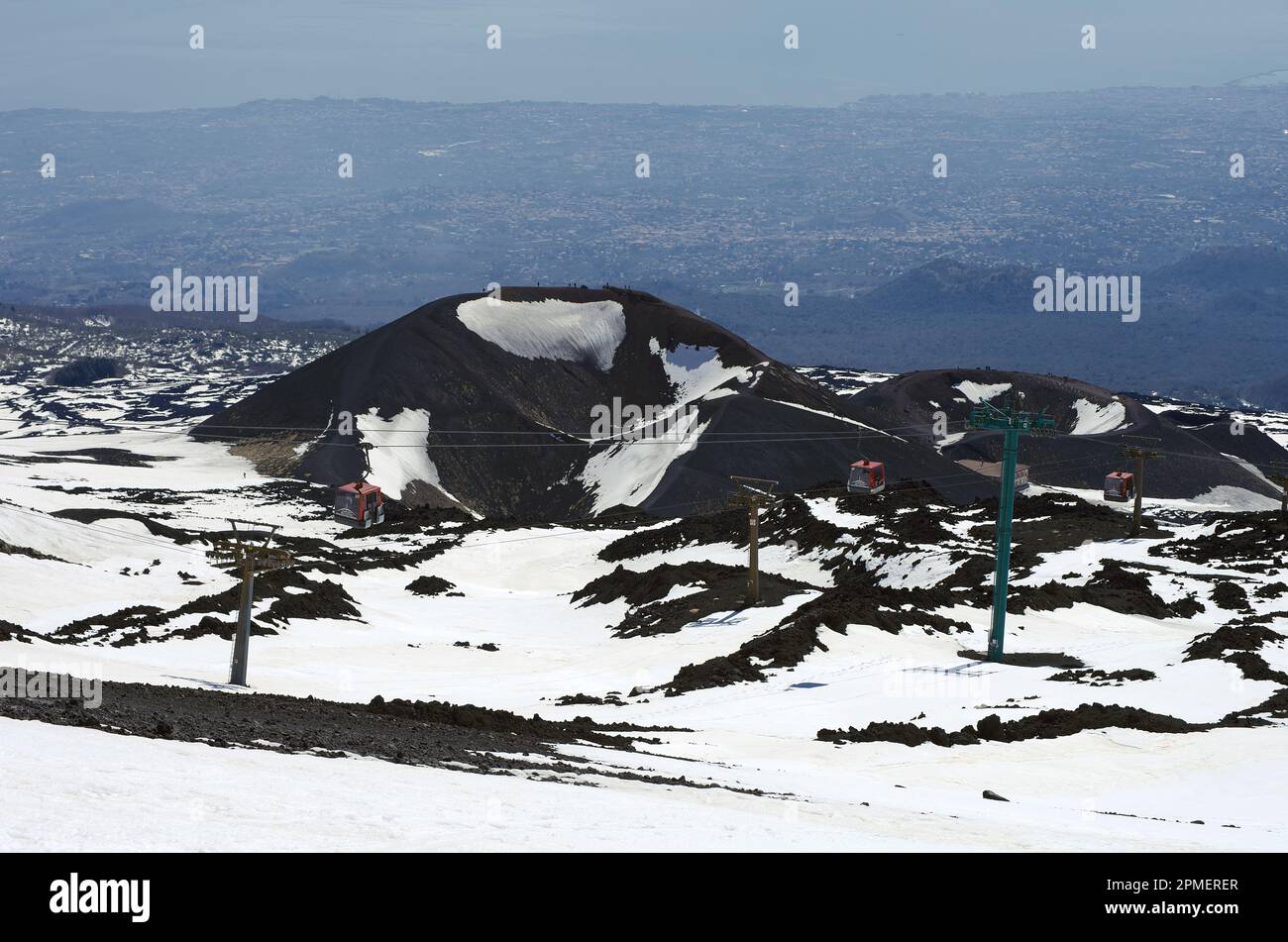 Volcans en hiver Parc national de l'Etna, Sicile, Italie Banque D'Images