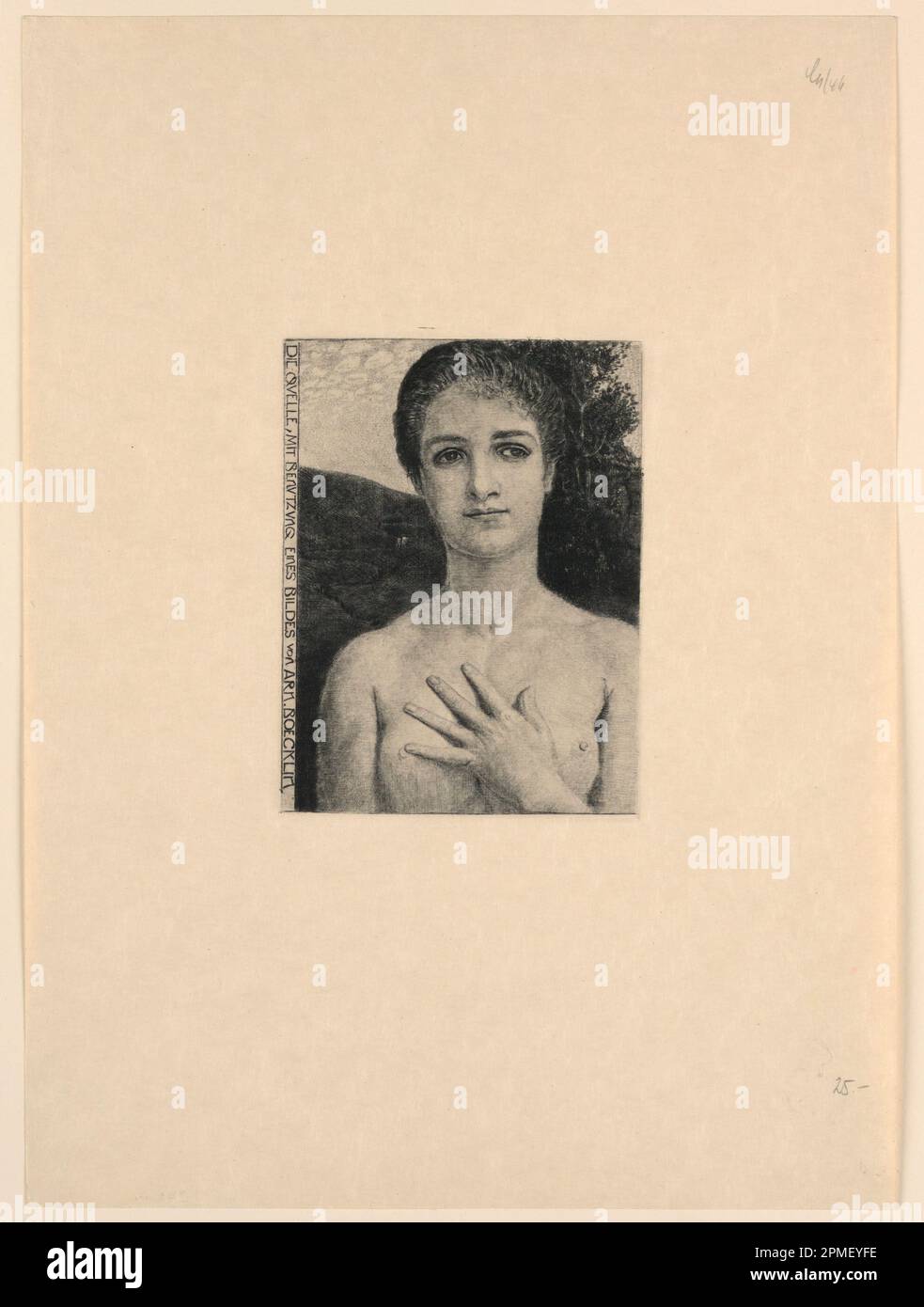 Imprimé, femme; Arnold Böcklin (Suisse, 1827 - 1901); encre noire imprimée sur papier; Marque de plateau: 15,3 x 11,9 cm (6 po. x 4 11/16 po) 37,4 x 27,4 cm (14 3/4 x 10 13/16 po) Banque D'Images
