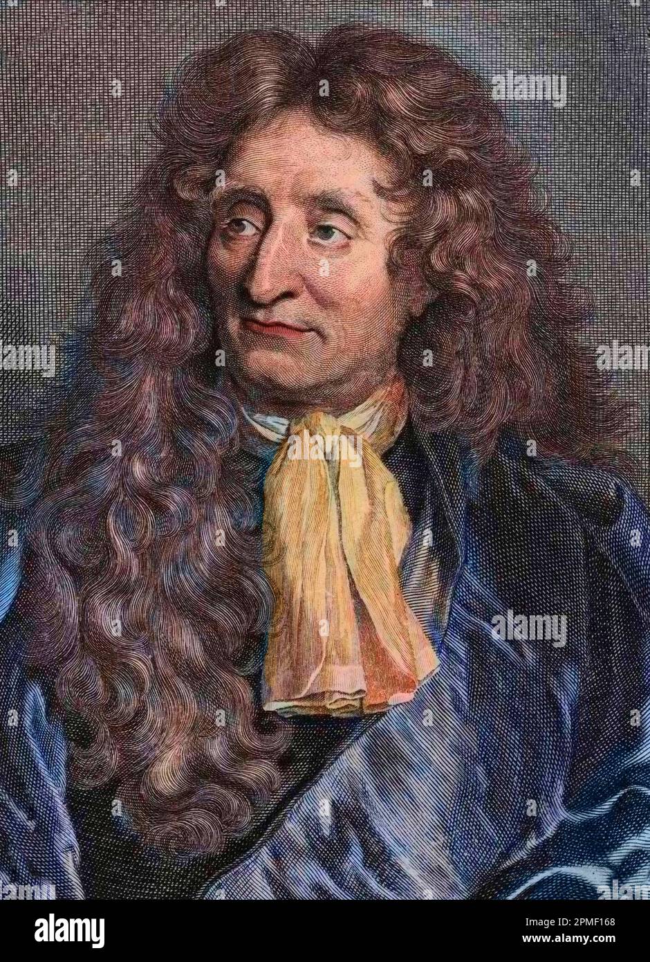 Portrait de Jean de la Fontaine, tiré du livre "les hommes illustres", de Charles Perrault Banque D'Images
