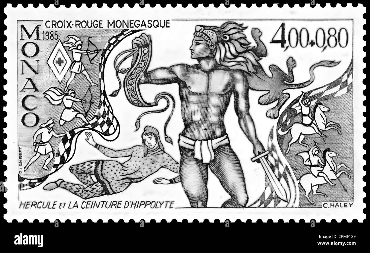 Imprimé timbre à Monaco, 1985, croix rouge monégasque, indienne Banque D'Images