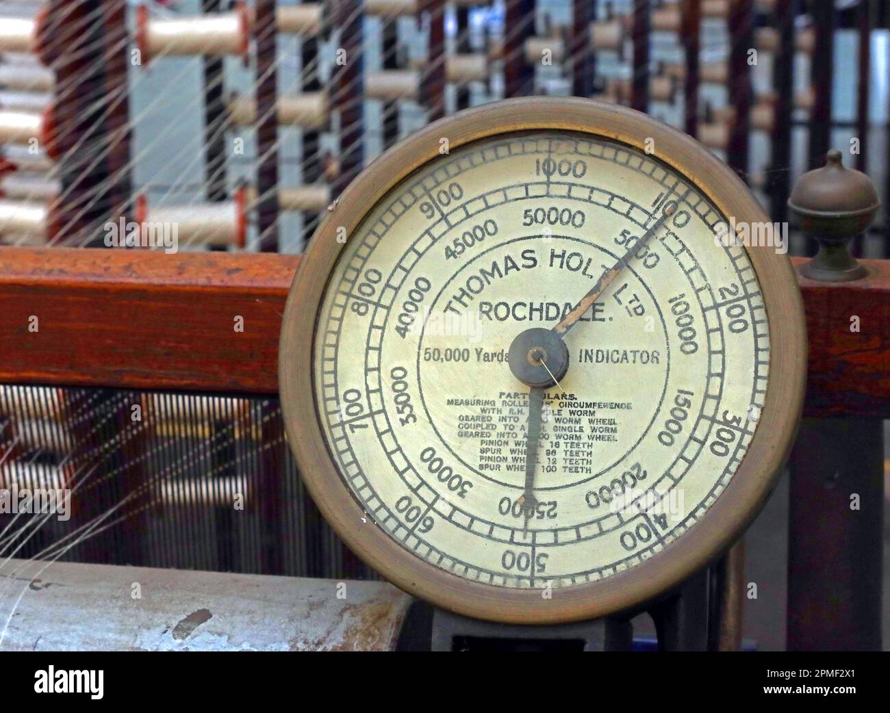 Jauge de comptage du coton - Thomas Holt Ltd Rochdale, Lancashire, Angleterre, Royaume-Uni, Banque D'Images