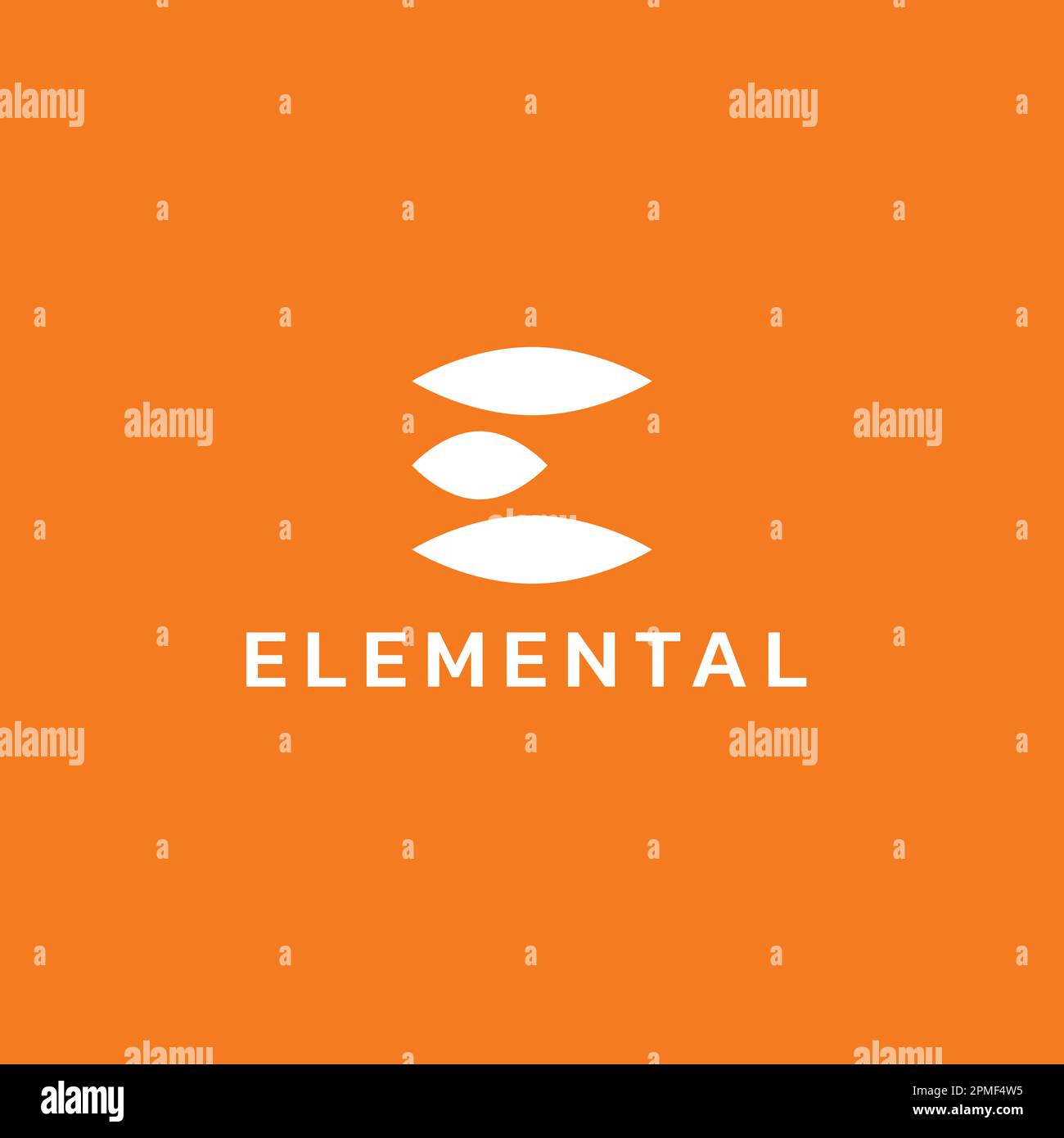 Logo abstrait sur fond orange et lettres formant. Illustration de Vecteur