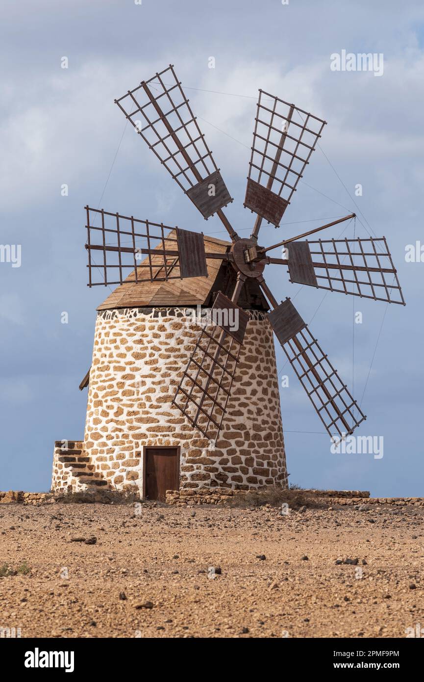 Espagne, Iles Canaries, Fuerteventura, Puerto del Rosario, Molino de Tefia, Moulin à vent Tefia Banque D'Images