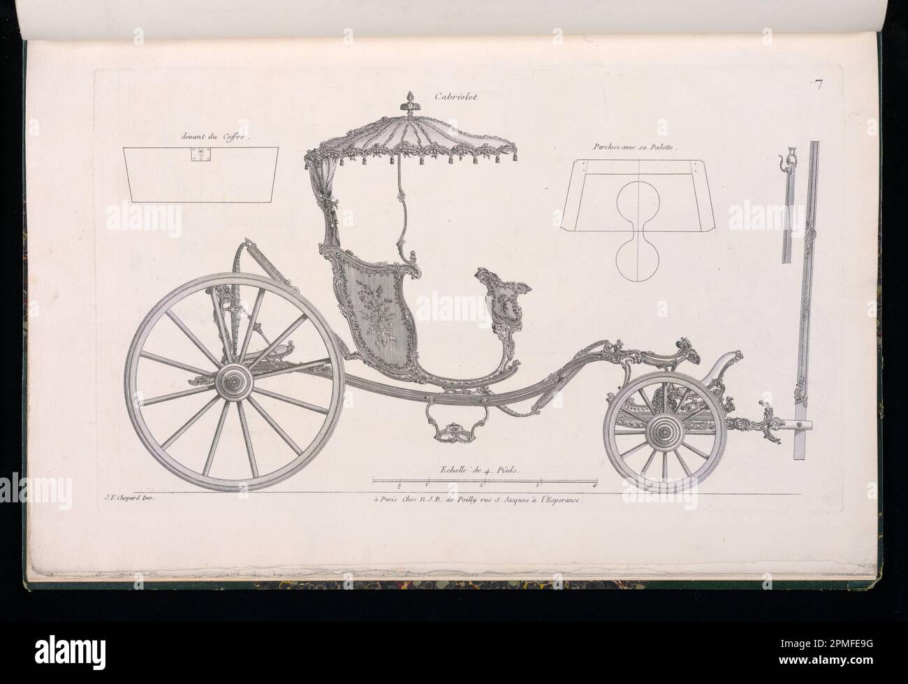 Bound Print, Cabriolet; conçu par Jean-François Chopard (français, actif au 18th siècle); publié par Nicolas Jean Baptiste de Poilly (France, 1712 – ca. 1758); France; gravure sur papier Banque D'Images