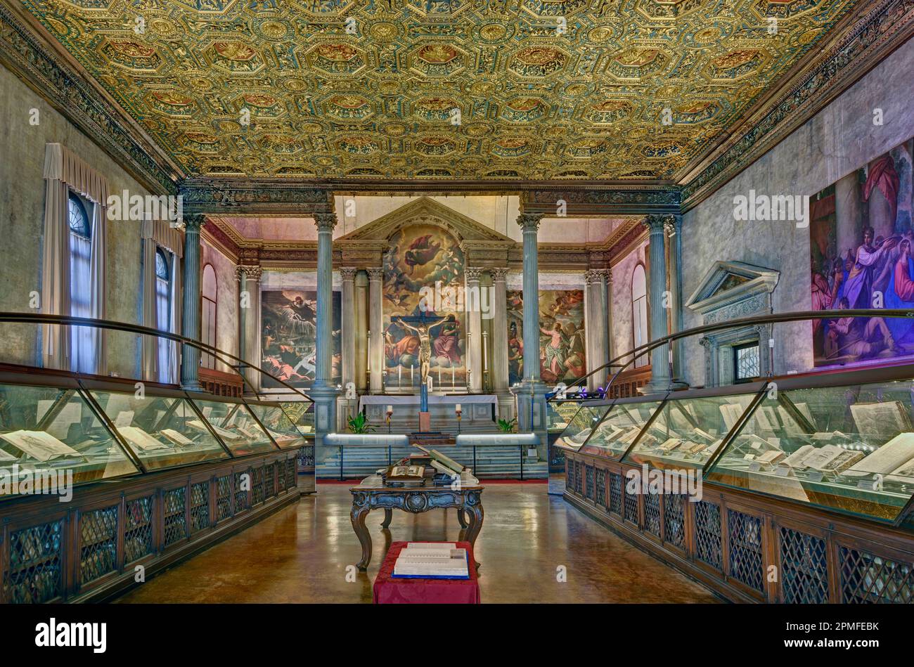Italie, Vénétie, Venise, classée au patrimoine mondial de l'UNESCO, l'ancienne Scuola Grande di San Marco partie à l'heure actuelle de l'Hôpital SS. Giovanni e Paolo, la salle de chapitre Banque D'Images