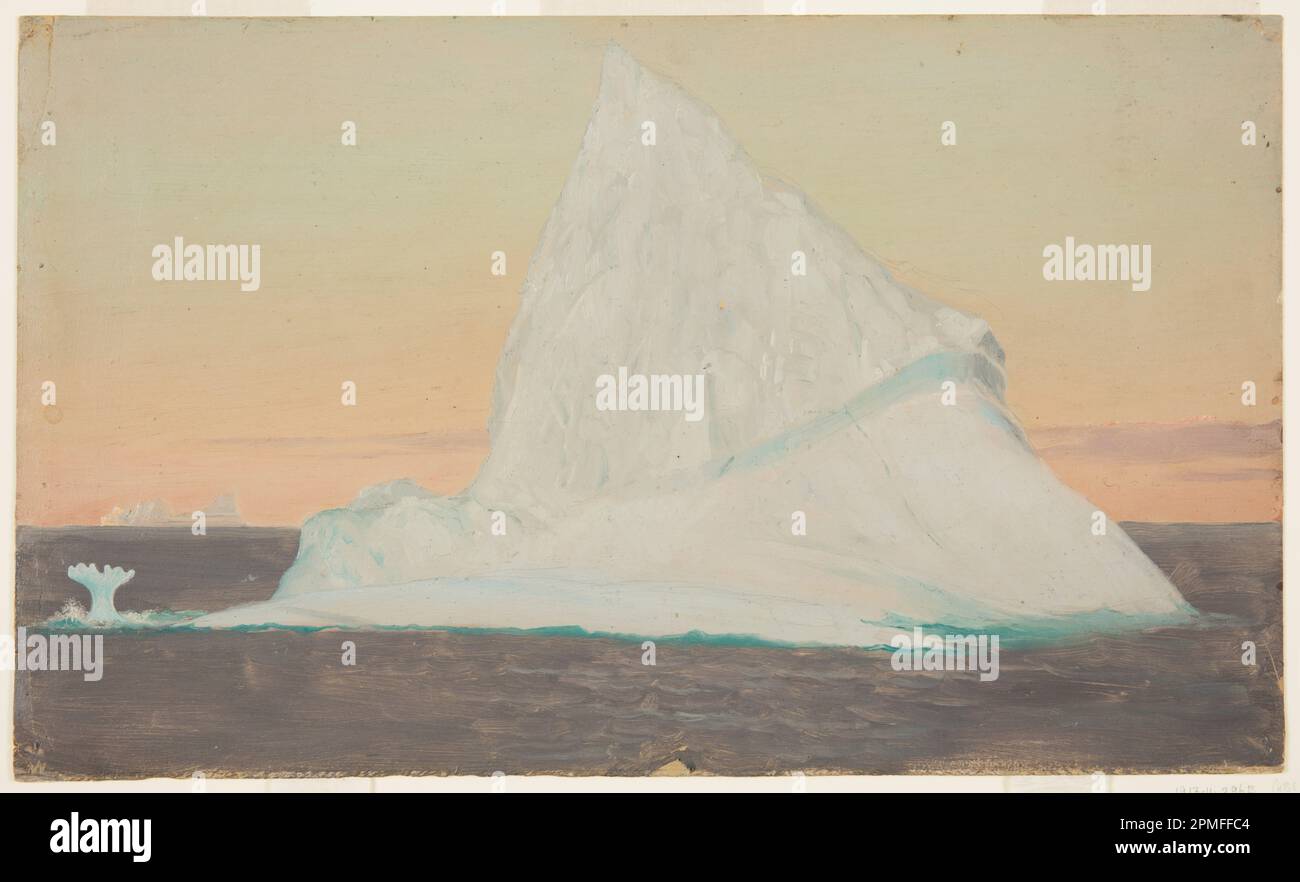 Dessin, Iceberg et Fleur de glace; église Frederic Edwin (américaine, 1826–1900); États-Unis; peinture à l'huile et au pinceau, graphite sur paper-board crème mince; 30,6 × 50,8 cm (12 1/16 × 20 po.) Banque D'Images