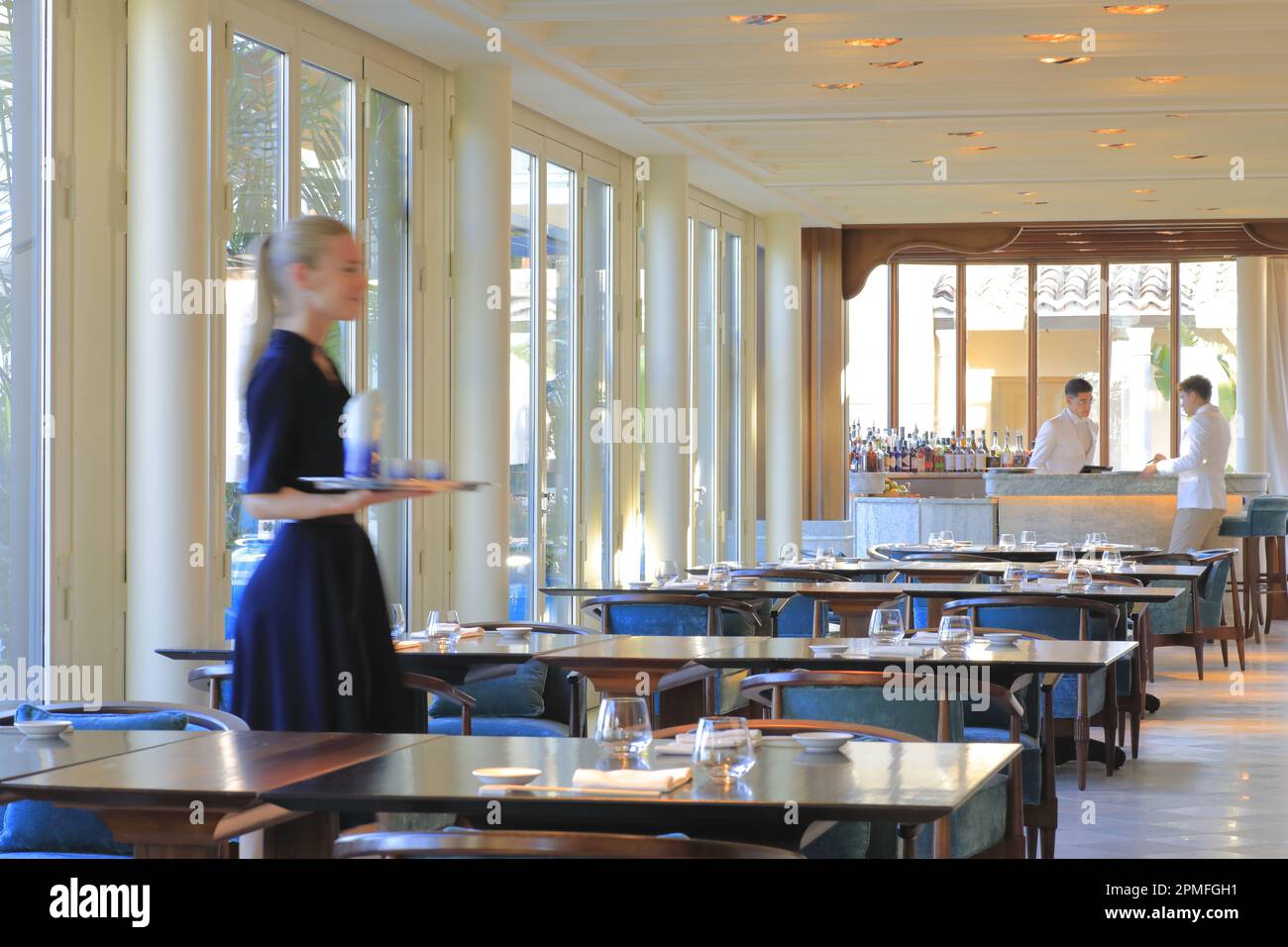 France, Var, Saint Tropez, hôtel Airelles / Château de la Messardière, restaurant Matsushisa (fondé par Nobu Matsuhisa et alliant cuisine japonaise et péruvienne) Banque D'Images