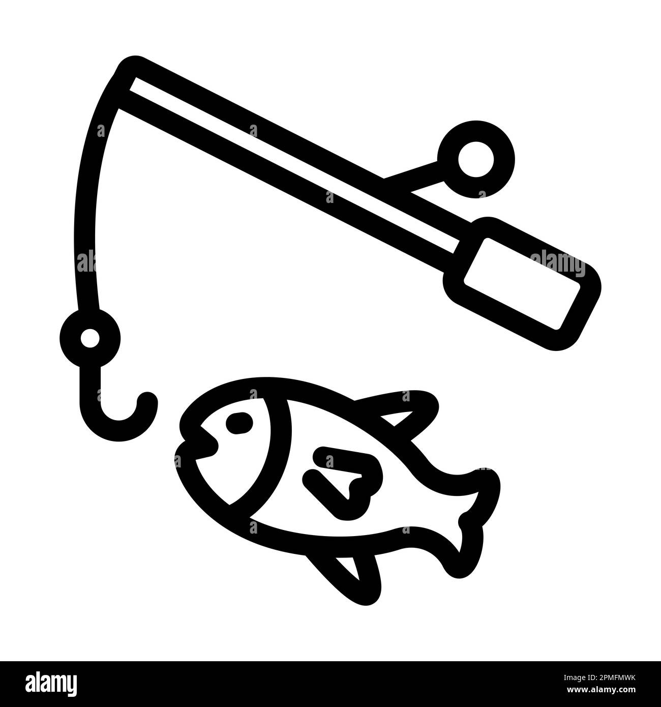 Icône de ligne épaisse pour vecteur de pêche pour usage personnel et commercial. Banque D'Images