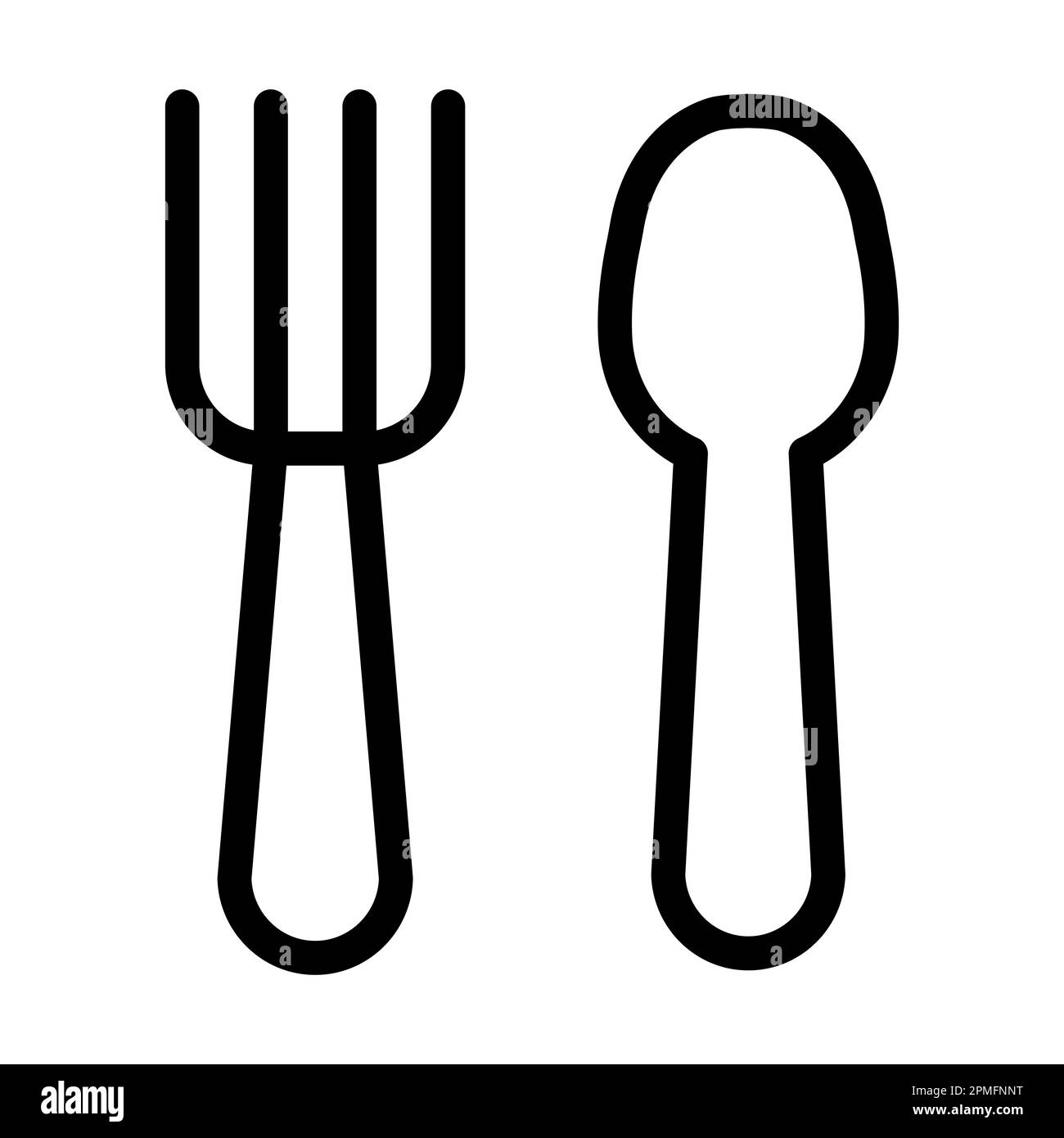 Icône en forme de ligne épaisse Vector de cuillère à fourche pour usage personnel et commercial. Banque D'Images