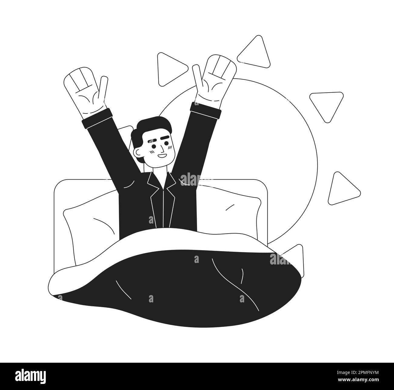 Illustration du spot vectoriel de concept monochrome de routine de réveil sain Illustration de Vecteur