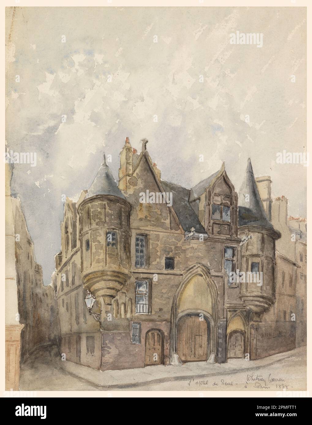 Drawing, Hotel de sens, Paris ; Whitney Warren Jr (Américain, 1864–1943) ; France ; pinceau et aquarelle sur papier ; 40,7 x 32 cm (16 po. x 12 5/8 po.) ; 1947-17-4 Banque D'Images