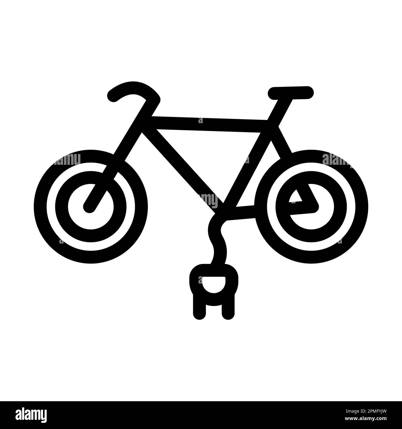 Icône de vélo électrique Vector Thick Line pour usage personnel et commercial. Banque D'Images