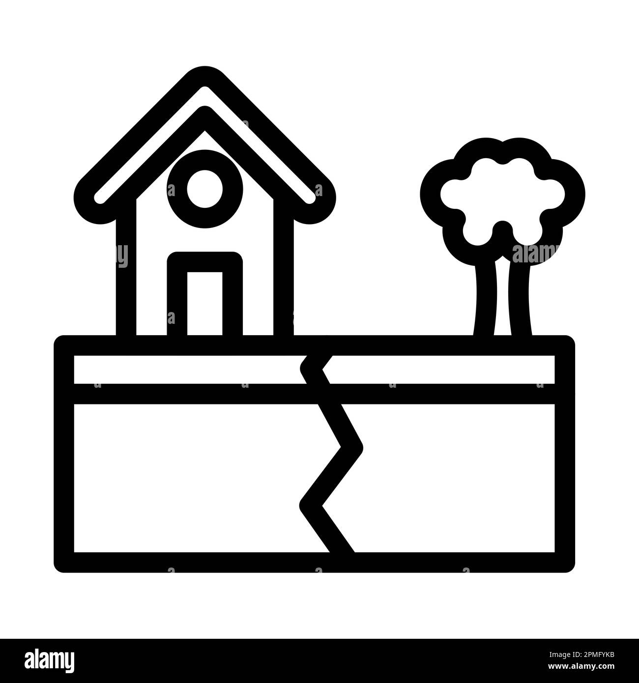 Icône de ligne épaisse du vecteur tremblement de terre pour une utilisation personnelle et commerciale. Banque D'Images