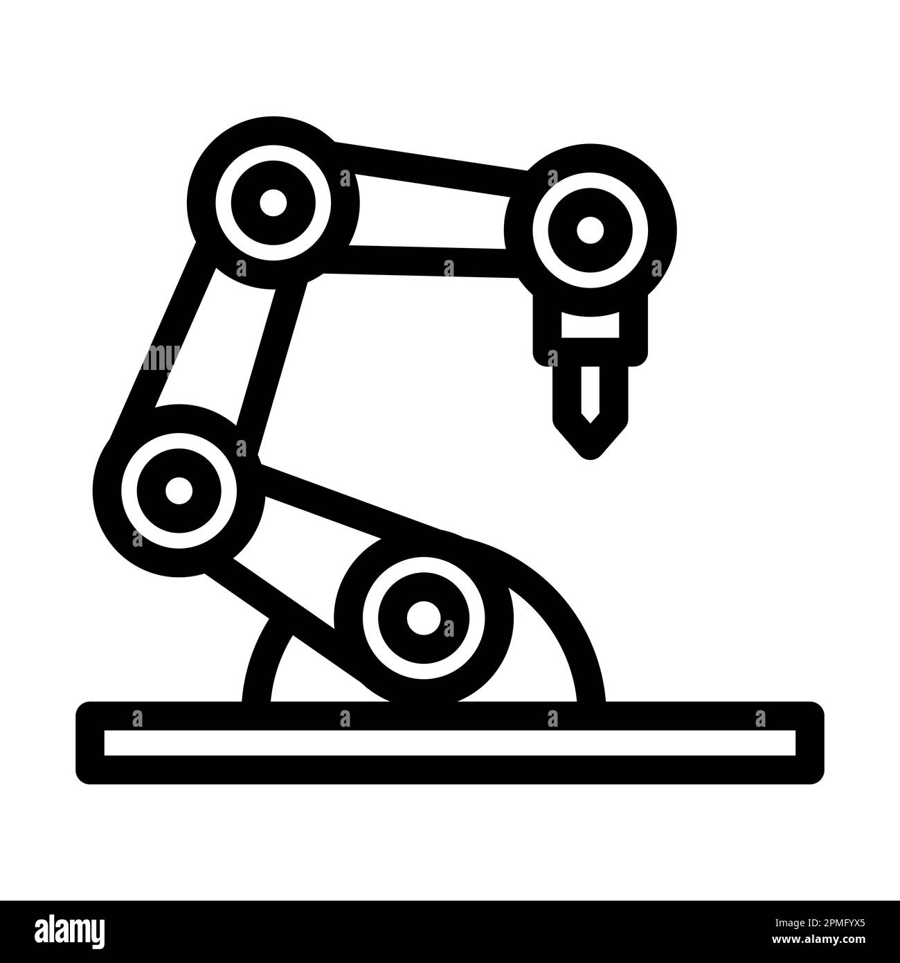 Icône de ligne épaisse Vector de bras robotisé pour une utilisation personnelle et commerciale. Banque D'Images