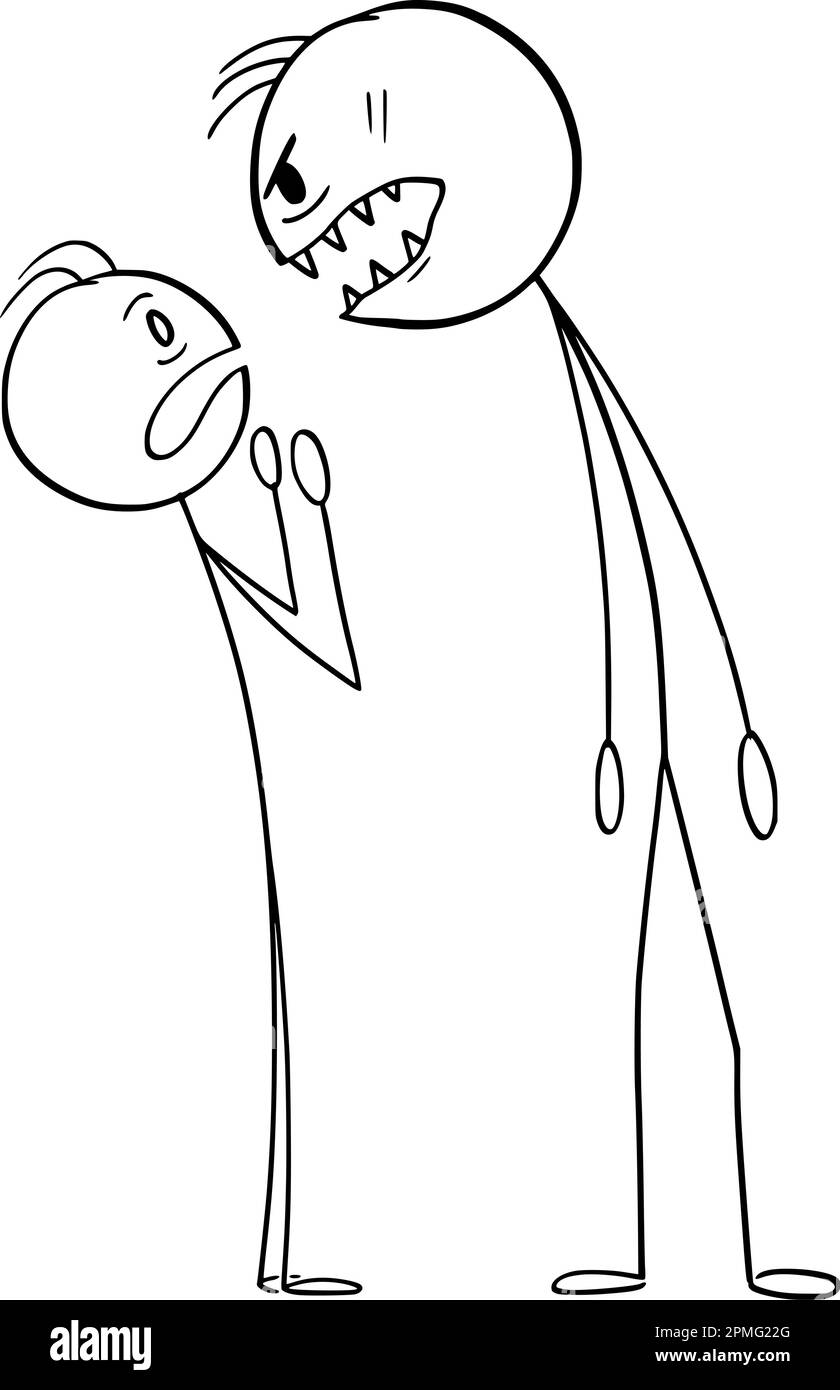 Grande personne dangereuse en colère, personnage de dessin animé vectoriel ou illustration de personnage. Illustration de Vecteur