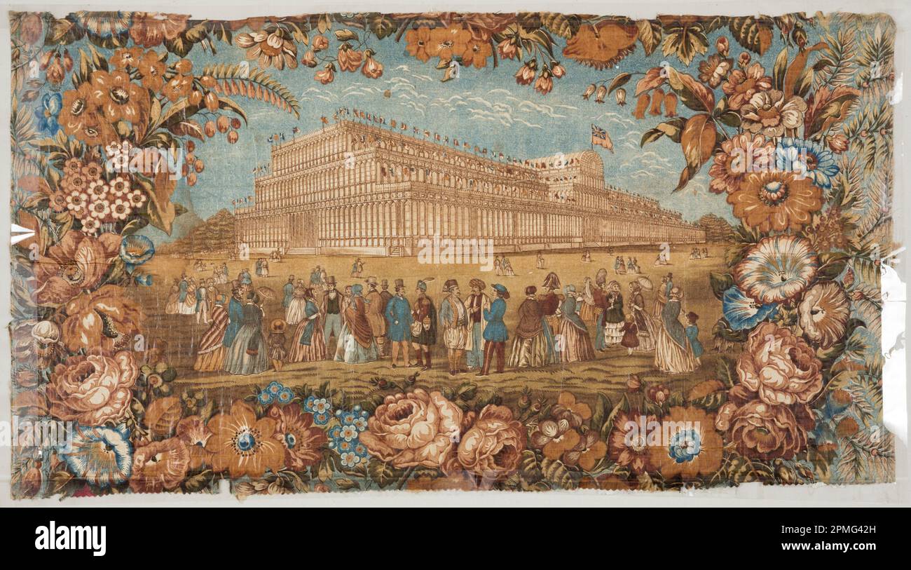 Textile (Angleterre) ; fabriqué par W & E Orme ; coton ; cadre H x l x P : 46 x 79,4 cm (18 1/8 x 31 1/4 po) Gauchissement x trame (sans cadre) : 40 x 72,4 cm (15 3/4 x 28 1/2 po) Banque D'Images