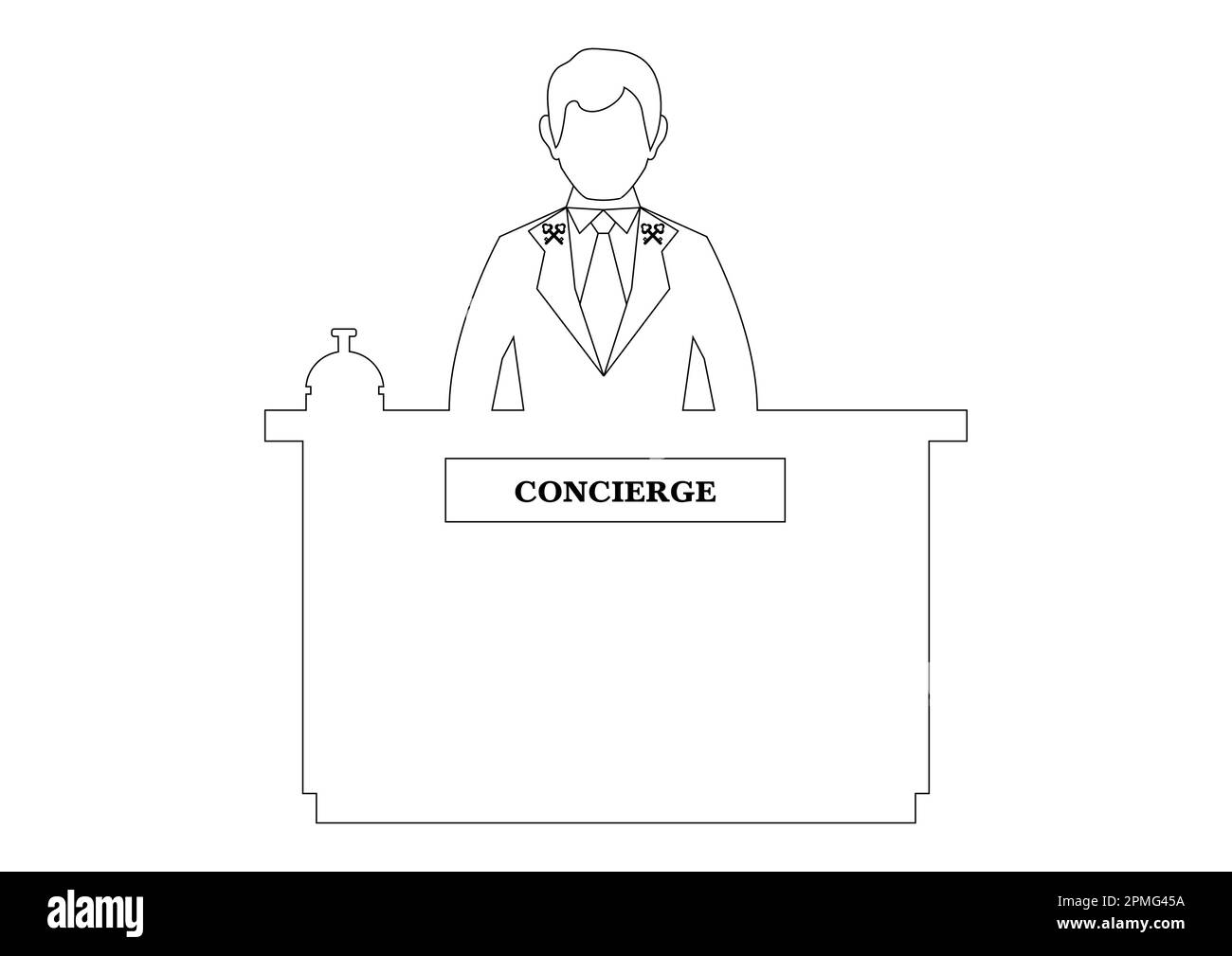 Autocollant concierge sur fond blanc. Symbole de concierge vectoriel noir et blanc. Autocollant concierge Illustration de Vecteur