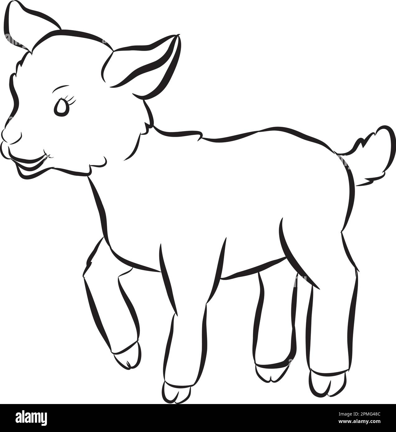 Noir et blanc Clipart Goat Illustration de Vecteur